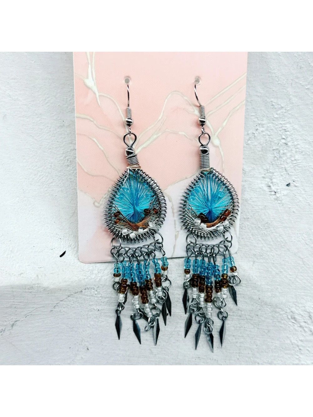1047mc. Turquoise Threaded Earrings